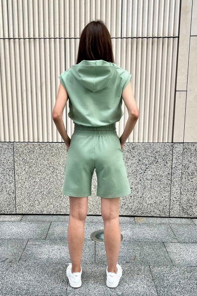 Костюм джемпер и шорты из хлопка с капюшоном i3i Fashion 406/3 киви - фото 5