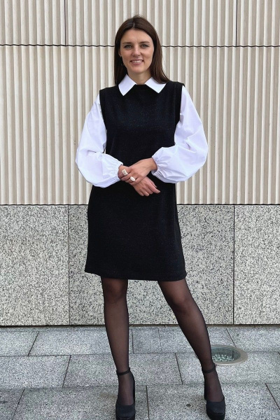 Платье свободного кроя с воротником и резинкой, выше колена i3i Fashion 106/2 - фото 5