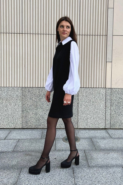 Платье свободного кроя с воротником и резинкой, выше колена i3i Fashion 106/2 - фото 4