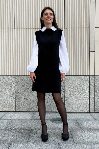 Платье свободного кроя с воротником и резинкой, выше колена i3i Fashion 106/2 - фото 1