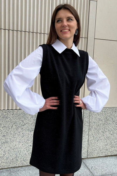 Платье свободного кроя с воротником и резинкой, выше колена i3i Fashion 106/2 - фото 2