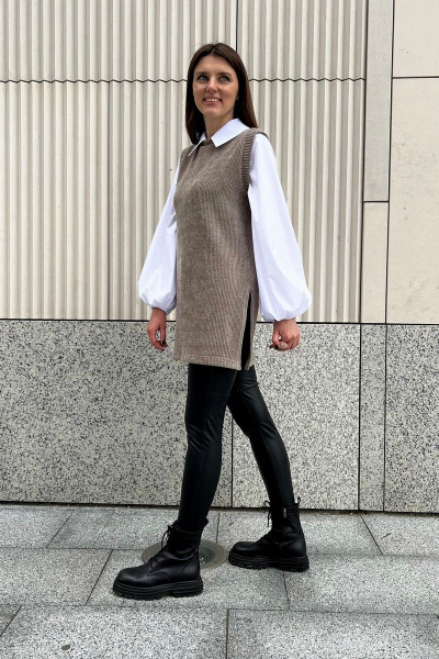 Туника из трикотажа с разрезами, свободный крой, до бедра i3i Fashion 602/1 - фото 4