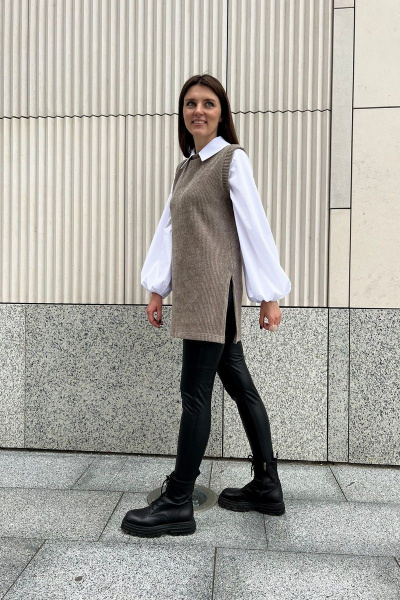 Туника из трикотажа с разрезами, свободный крой, до бедра i3i Fashion 602/1 - фото 3