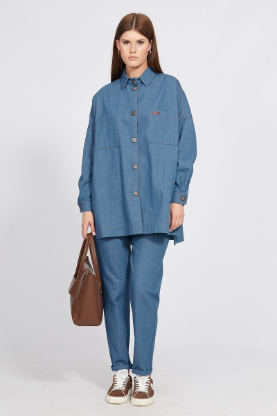 Демисезонные зауженные джинсовые брюки с эластичным поясом EOLA 2477 светло-синий - фото 3