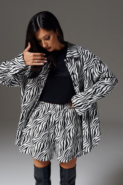 Шорты из полотна с анималистичным принтом и карманами ANNETE A412 - фото 2