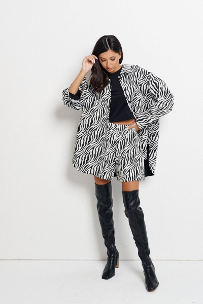 Шорты из полотна с анималистичным принтом и карманами ANNETE A412 - фото 1