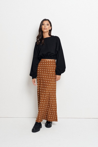 Круглогодичный черный трикотажный джемпер свободного кроя ANNETE A766 - фото 2