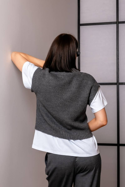 Жилет вязаный из шерсти для повседневной носки Romgil 910ШТЗ темно-серый - фото 2