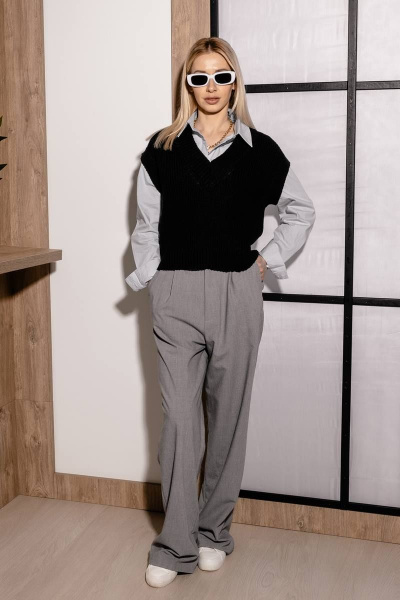 Жилет вязаный из шерсти для повседневной носки Romgil 910ШТЗ темно-синий - фото 5