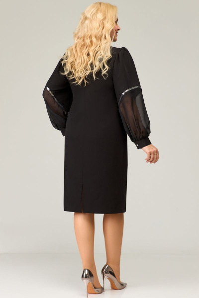 Платье черное с рукавом и пайетками, круглый воротник Svetlana-Style 1870 черный - фото 2