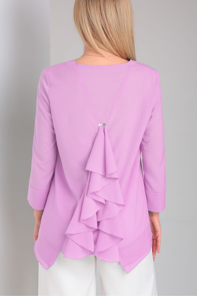 Деловой костюм с шифоновой блузкой и имитацией запаха DOGGI 2904 молочный+барби - фото 2