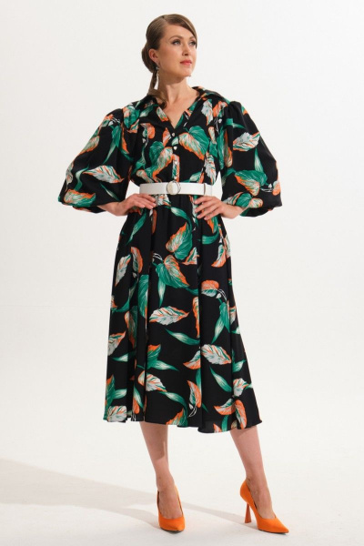 Мультиколор расклешенное платье с резинкой и карманами VI ORO VR-1052/2 - фото 4