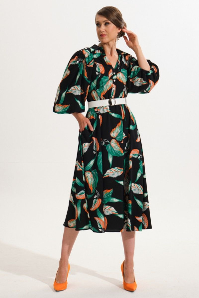 Мультиколор расклешенное платье с резинкой и карманами VI ORO VR-1052/2 - фото 3