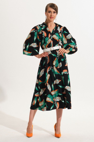 Мультиколор расклешенное платье с резинкой и карманами VI ORO VR-1052/2 - фото 2