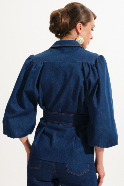 Джинсовый костюм жакет и прямые брюки из хлопка VI ORO VR-1059 синий - фото 9