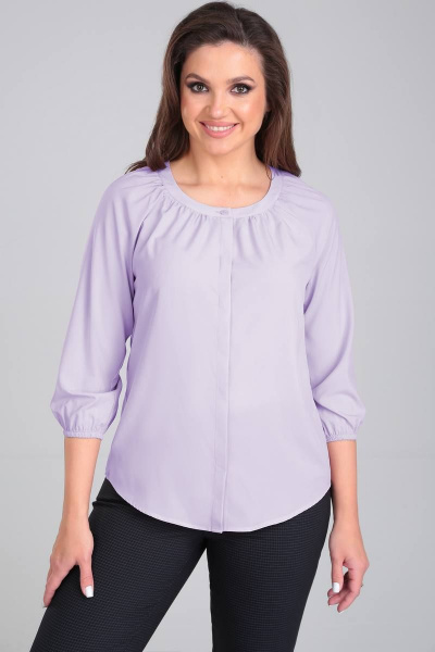 Деловая блуза из креп-шифона с рукавом реглан 3/4 LeNata 12104 лиловый - фото 3