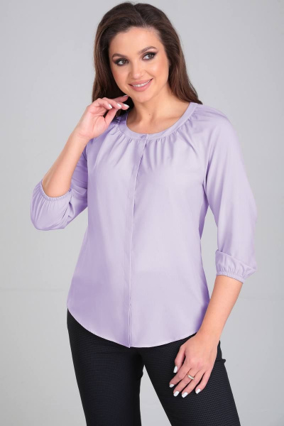 Деловая блуза из креп-шифона с рукавом реглан 3/4 LeNata 12104 лиловый - фото 1