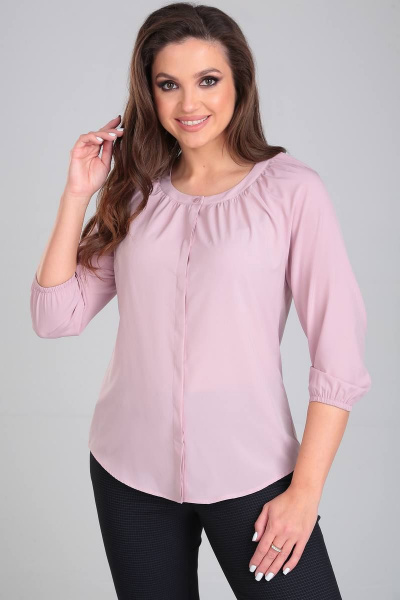 Деловая блуза из креп-шифона с рукавом реглан 3/4 LeNata 12104 пудра - фото 4