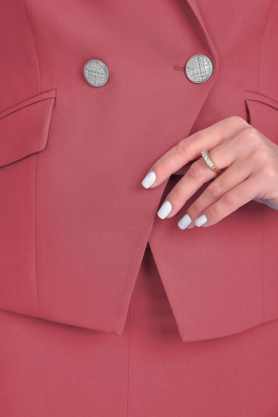 Красный комплект жакет, юбка и блуза на бретелях для офиса LeNata 31329 терракот - фото 6