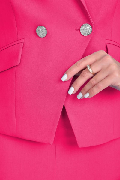 Розовый комплект жакет и юбка из текстиля для делового стиля LeNata 31329 фуксия - фото 6
