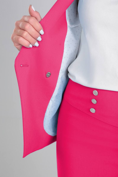 Розовый комплект жакет и юбка из текстиля для делового стиля LeNata 31329 фуксия - фото 5