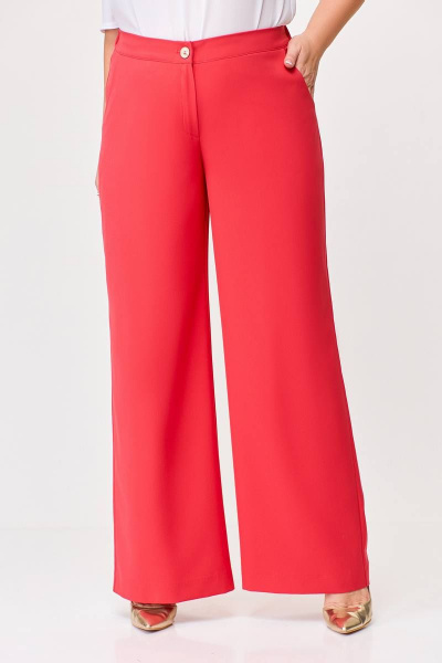 Деловой костюм 2-ка жакет и брюки из костюмной ткани Swallow 676 коралл - фото 14