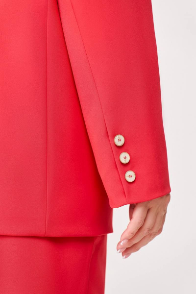 Деловой костюм 2-ка жакет и брюки из костюмной ткани Swallow 676 коралл - фото 13
