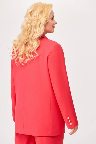 Деловой костюм 2-ка жакет и брюки из костюмной ткани Swallow 676 коралл - фото 12