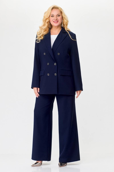Деловой костюм 2-ка жакет и брюки из костюмной ткани Swallow 676.1 темно-синий - фото 5