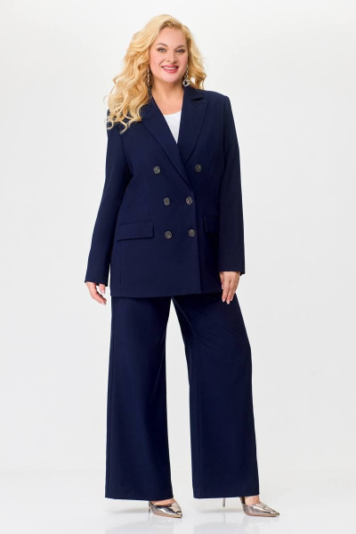 Деловой костюм 2-ка жакет и брюки из костюмной ткани Swallow 676.1 темно-синий - фото 2