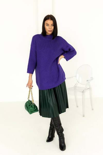 Фиолетовый трикотажный джемпер с шерстью на каждый день Romgil 873ШТЗ глубокий_фиолетовый - фото 6