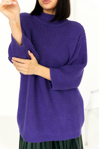 Фиолетовый трикотажный джемпер с шерстью на каждый день Romgil 873ШТЗ глубокий_фиолетовый - фото 4