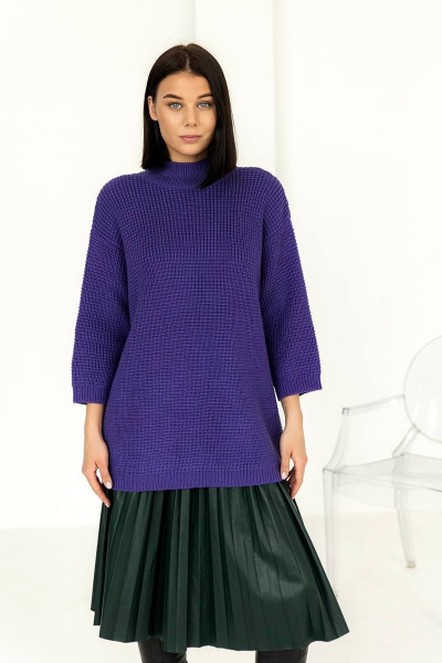 Фиолетовый трикотажный джемпер с шерстью на каждый день Romgil 873ШТЗ глубокий_фиолетовый - фото 1