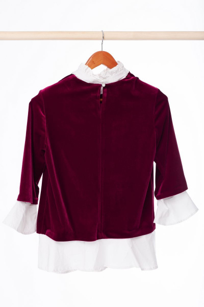 Блуза трансформер из вельвета с разъемными манжетами Anelli 604 бордо - фото 4