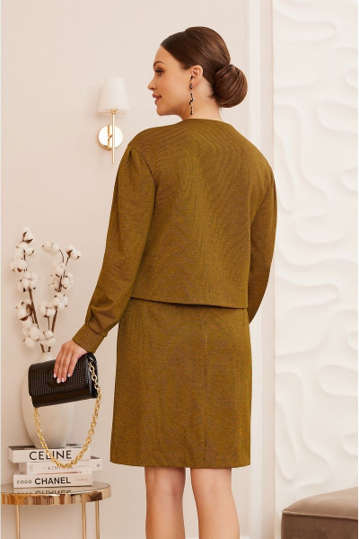 Деловой коричневый костюм юбка с жакетом Lissana 4782 - фото 5
