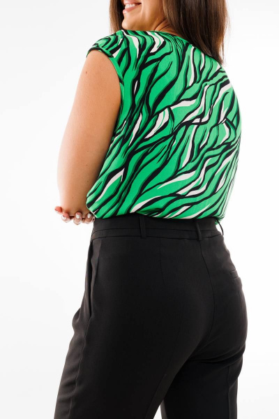 Трехпредметный деловой костюм из текстиля с топом SandyNa 130558 черный - фото 3