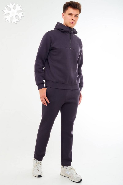 Утепленный мужской костюм из трикотажа с капюшоном и логотипом GO M3054/30-03.176-182 - фото 1