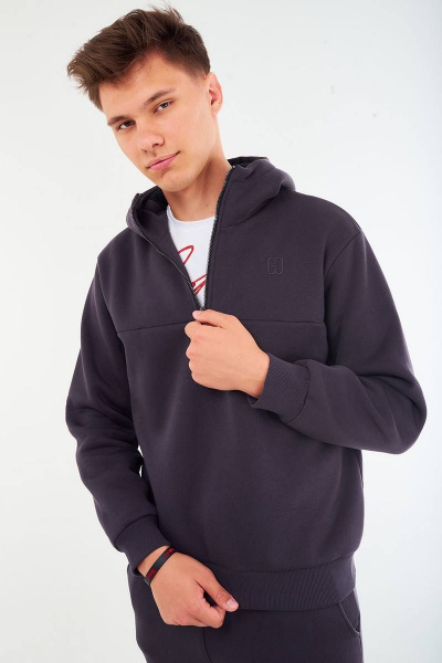 Утепленный мужской костюм из трикотажа с капюшоном и логотипом GO M3054/30-03.176-182 - фото 4