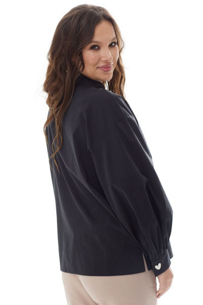 Блуза свободного кроя из хлопка с объемным рукавом Магия моды 2291 черный - фото 4