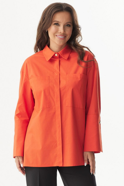 Блуза рубашечного кроя из хлопка с уникальным рукавом Магия моды 2298 терракот - фото 4