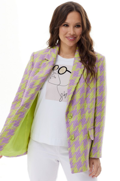 Жакет прямого кроя из текстиля с боковыми карманами Магия моды 2303 сирень_салат - фото 4