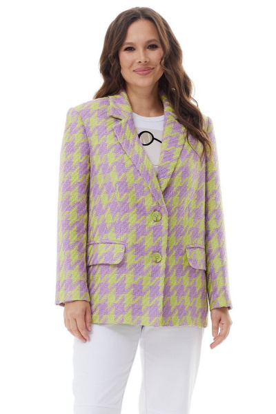 Жакет прямого кроя из текстиля с боковыми карманами Магия моды 2303 сирень_салат - фото 3