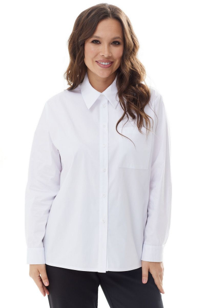 Блуза прямого кроя из хлопка с накладным карманом Магия моды 2304 белый - фото 4