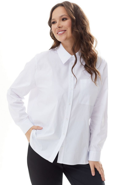 Блуза прямого кроя из хлопка с накладным карманом Магия моды 2304 белый - фото 3