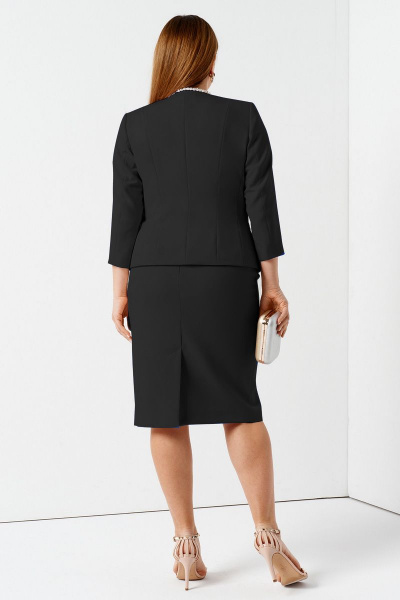 Деловой костюм из поливискозы с юбкой и жакетом Панда 108810w черный - фото 2