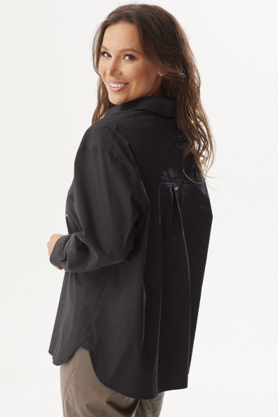 Блуза свободного кроя из хлопка с накладным карманом Магия моды 2305 черный - фото 2