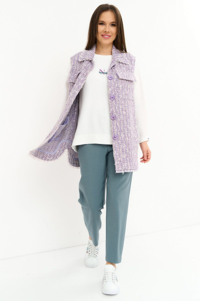 Блуза, брюки, жилет Магия моды 2230 сиреневый_шалфей - фото 3