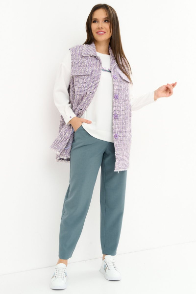 Блуза, брюки, жилет Магия моды 2230 сиреневый_шалфей - фото 1