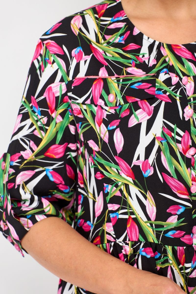 Платье бохо с кокеткой и валаном по низу Solomeya Lux 884 малиновый-мультиколор - фото 9