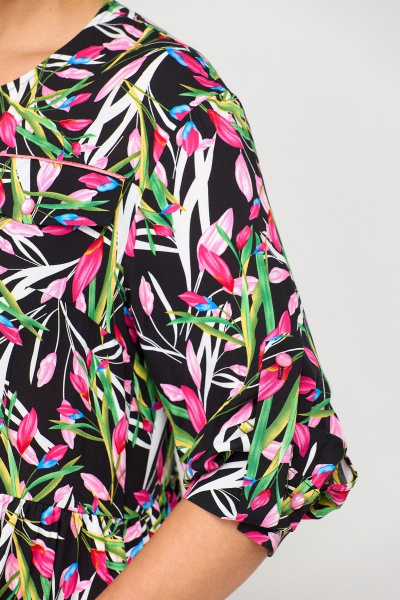 Платье бохо с кокеткой и валаном по низу Solomeya Lux 884 малиновый-мультиколор - фото 8